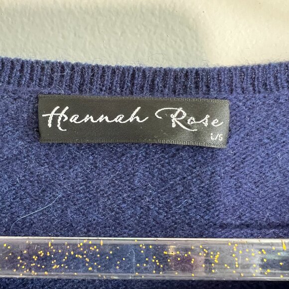 Hannah Rose 100% Cashmere Sweater long sleeve Navy with pineapple detail - Picture 6 of 6